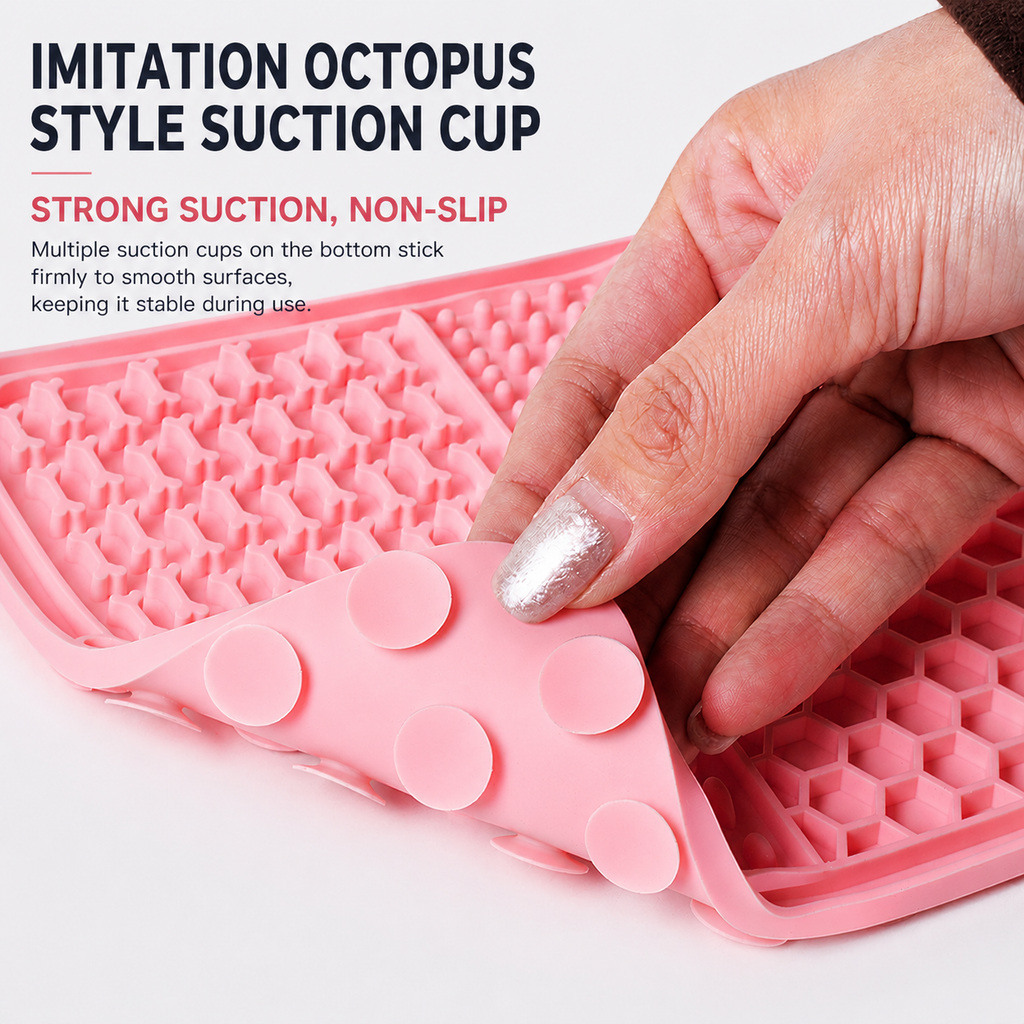 Dog Licking Mat Slow Feeder – Anti Anxiety Silicone Pet Feeding Pad with Suction Cups for Dogs & Cats